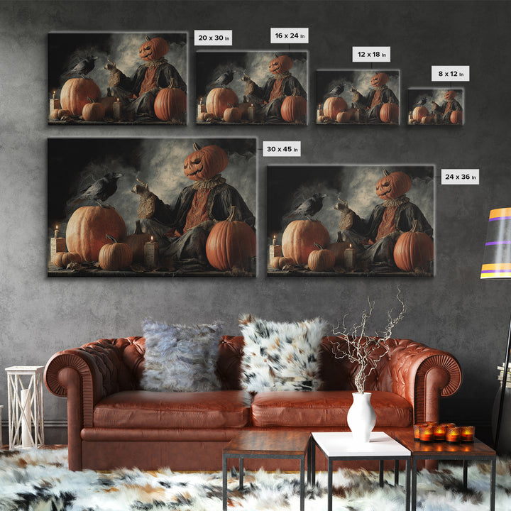 Vintage Orange-And-Black Halloween, Gothic Nightmare Art, Landscape Wall Art, Dark Fantasy Wall Art, Canvas Print, Halloween Wall Art