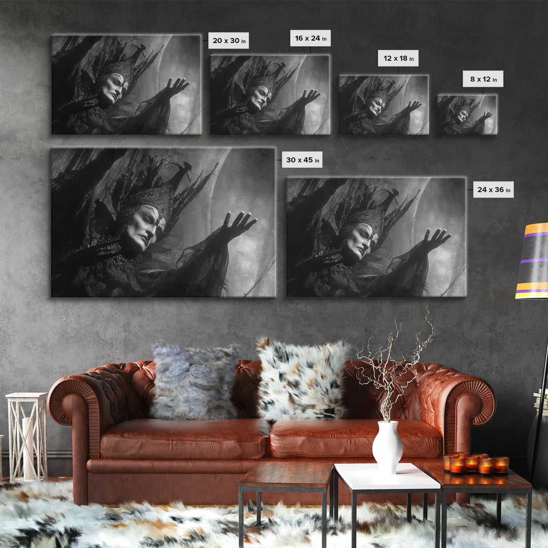 Monochrome Gothic Halloween, Dark Symbolist Art, Landscape Wall Art, Gothic Horror Wall Art, Framed Canvas Print