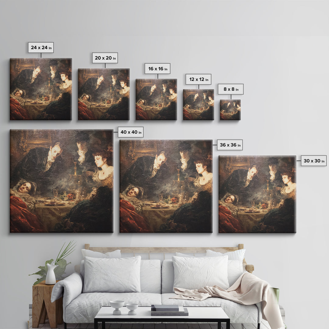 Victorian Mourning Halloween, Gothic Nightmare Art, Square Wall Art, Dark Fantasy Wall Art, Framed Canvas Print, Halloween Wall Art