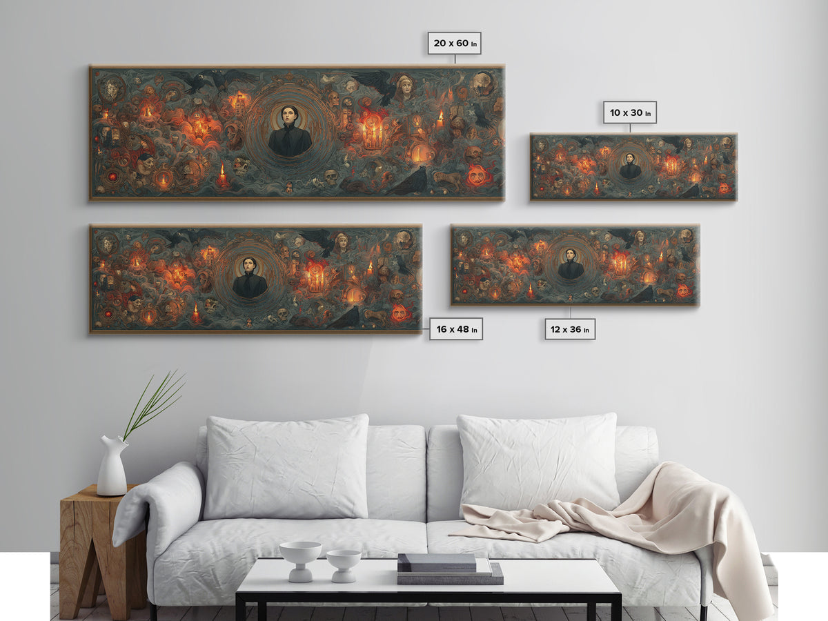 Victorian Mourning Halloween, Visionary Gothic Art, Extra Wide Wall Art, Dark Fantasy Wall Art, Canvas Print, Halloween Wall Art