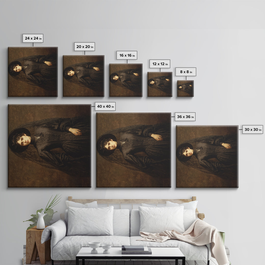 Victorian Mourning Halloween, Dark Symbolist Art, Square Wall Art, Macabre Wall Art, Canvas Print, Halloween Wall Art