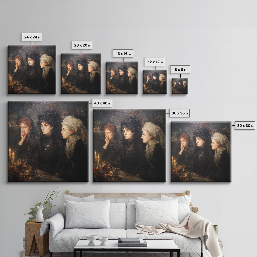 Victorian Mourning Halloween, Expressionist Gothic Art, Square Wall Art, Macabre Wall Art, Canvas Print, Halloween Wall Art
