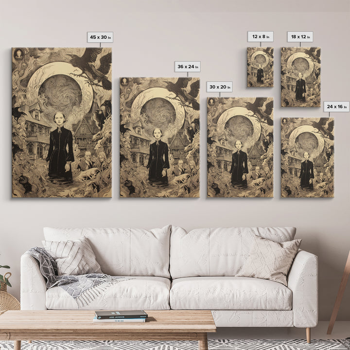 Victorian Mourning Halloween, Victorian Macabre Art, Vertical Wall Art, Macabre Wall Art, Framed Canvas Print, Halloween Wall Art