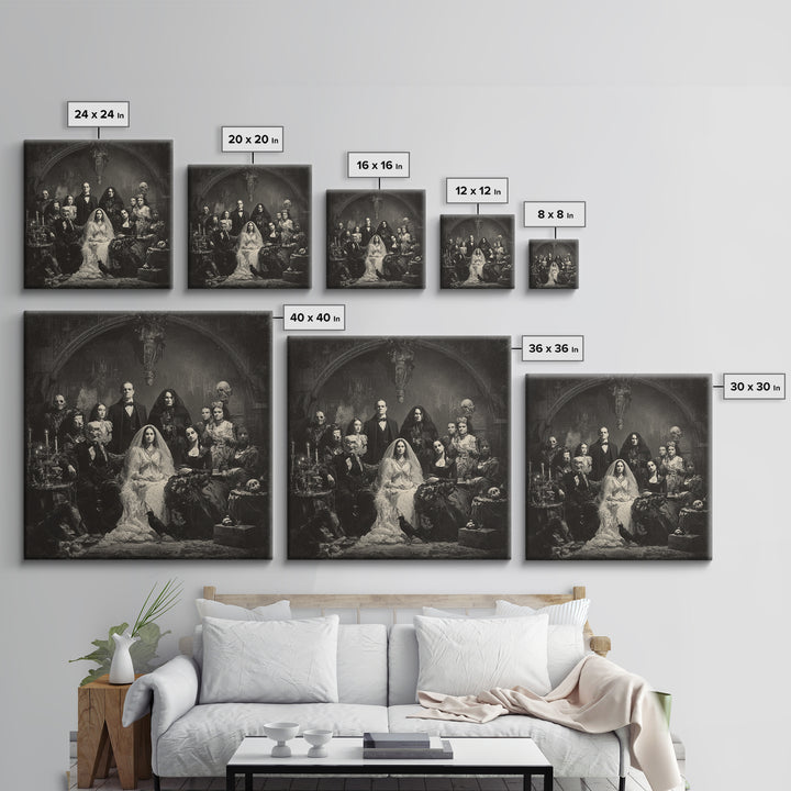 Victorian Mourning Halloween, Biomechanical Horror Art, Square Wall Art, Gothic Horror Wall Art, Framed Canvas Print, Halloween Wall Art