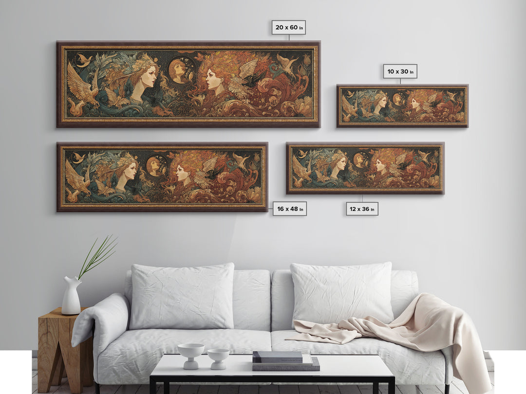 Art Nouveau Witchcraft, Visionary Gothic Art, Extra Wide Wall Art, Gothic Horror Wall Art, Canvas Print, Halloween Wall Art