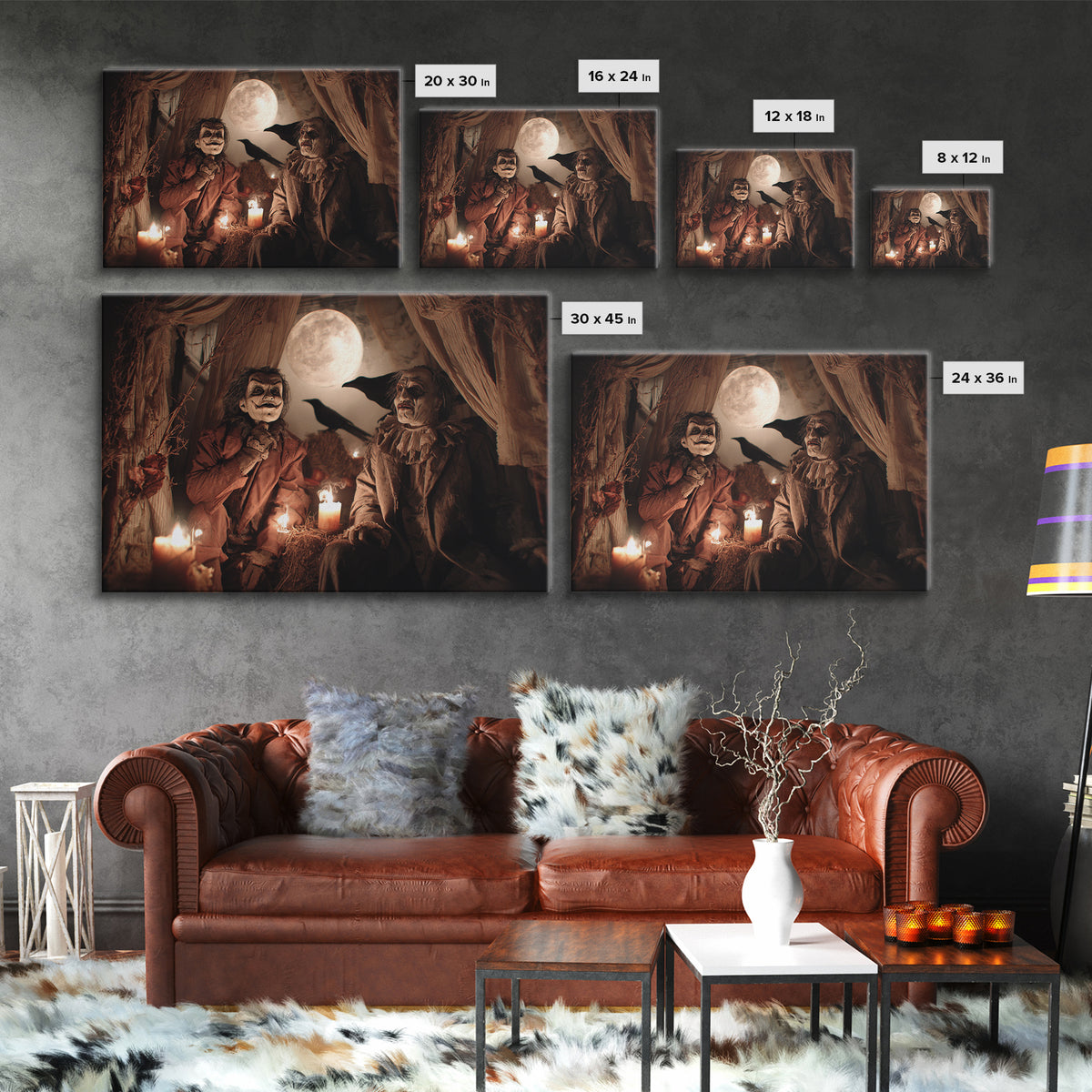 1950s Halloween Nostalgia, Gothic Nightmare Art, Landscape Wall Art, Gothic Horror Wall Art, Framed Canvas Print, Halloween Wall Art