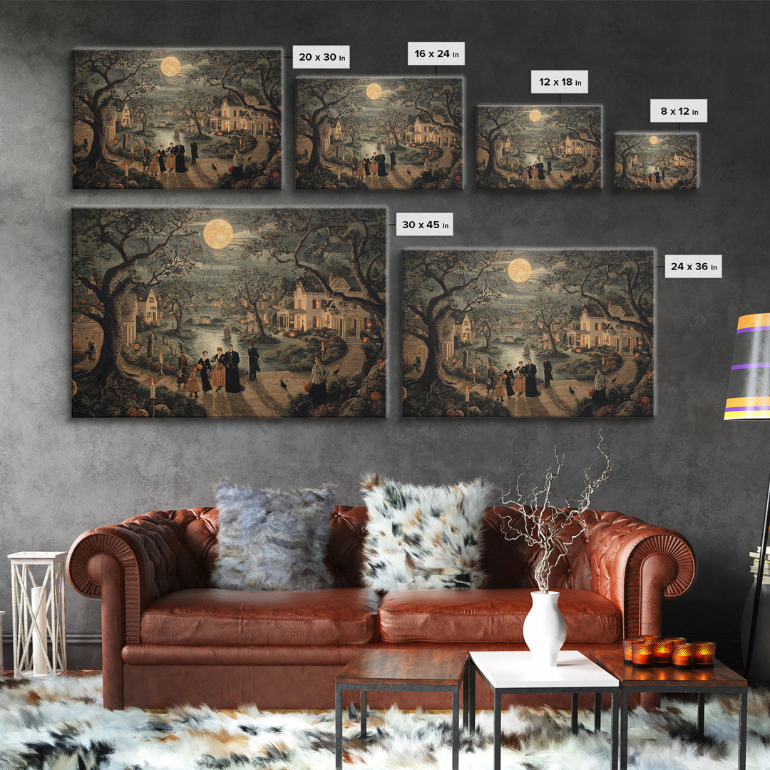 1950s Halloween Nostalgia, Symbolist Gothic Landscape, Landscape Wall Art, Dark Fantasy Wall Art, Canvas Print, Halloween Wall Art