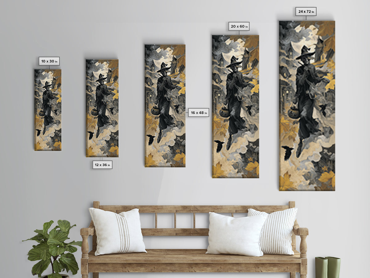1950s Halloween Nostalgia, Surreal Apocalyptic Art, Tall Narrow Wall Art, Gothic Horror Wall Art, Framed Canvas Print