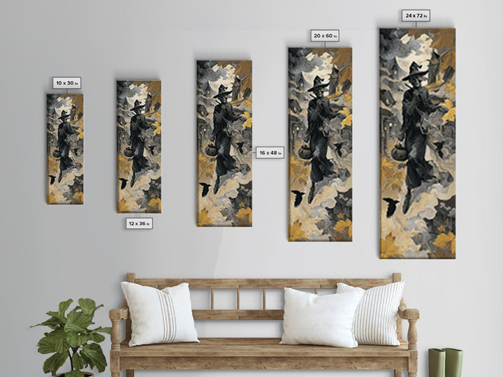 1950s Halloween Nostalgia, Surreal Apocalyptic Art, Tall Narrow Wall Art, Gothic Horror Wall Art, Framed Canvas Print
