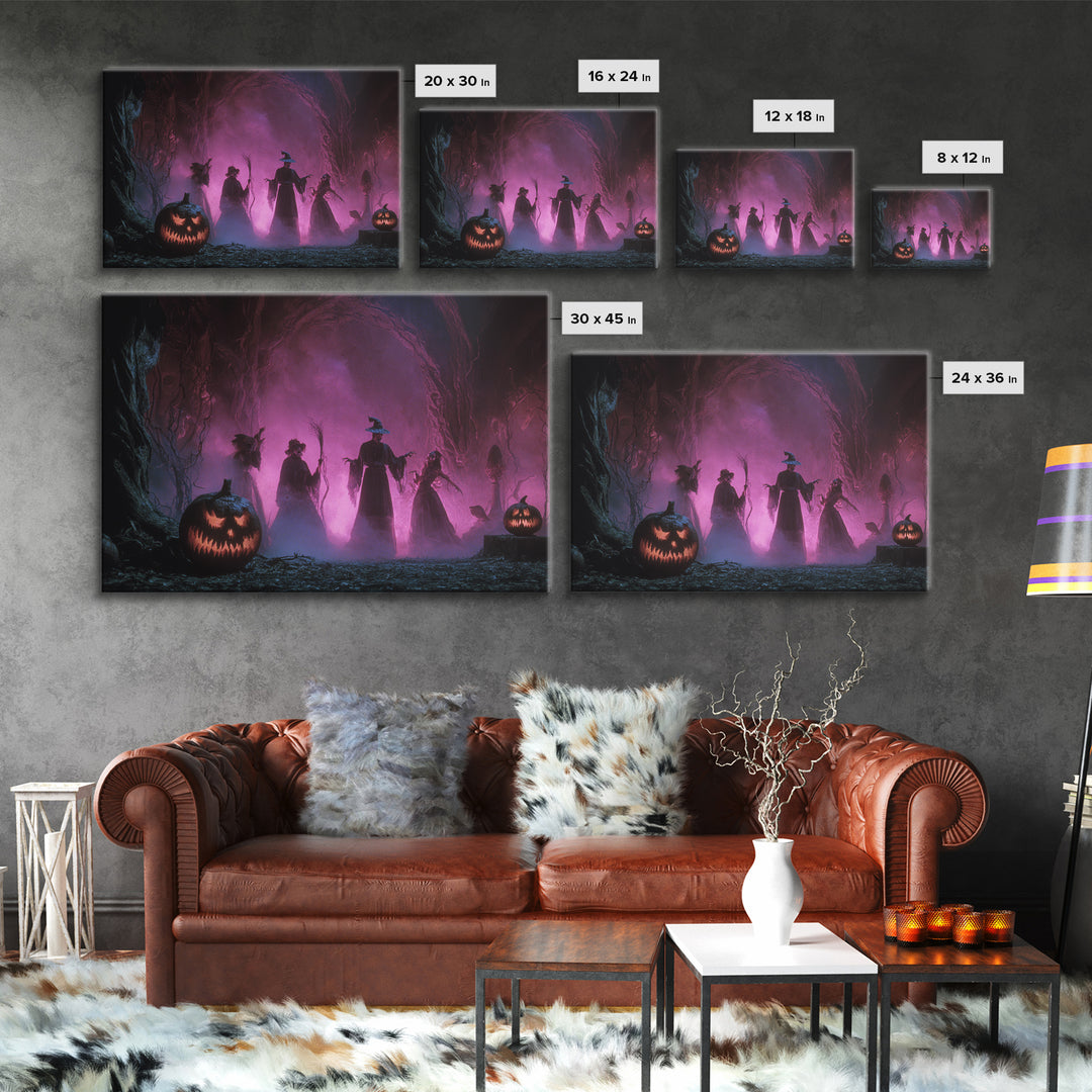 1980s Neon Horror, Dark Romantic Horror Art, Landscape Wall Art, Dark Fantasy Wall Art, Framed Canvas Print, Halloween Wall Art