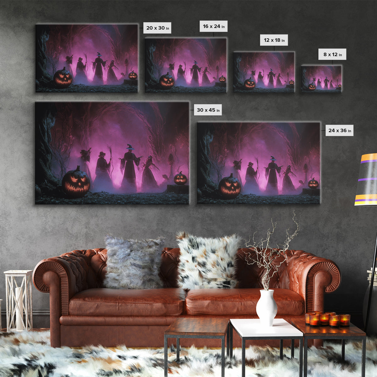 1980s Neon Horror, Dark Romantic Horror Art, Landscape Wall Art, Dark Fantasy Wall Art, Framed Canvas Print, Halloween Wall Art