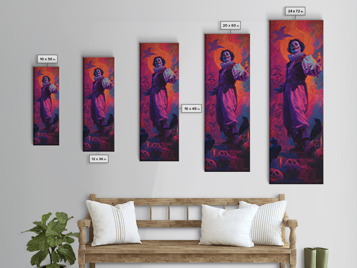 1980s Neon Horror, Gothic Nightmare Art, Tall Narrow Wall Art, Gothic Horror Wall Art, Framed Canvas Print, Halloween Wall Art