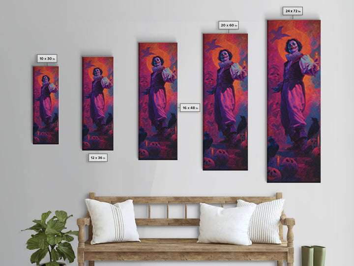 1980s Neon Horror, Gothic Nightmare Art, Tall Narrow Wall Art, Gothic Horror Wall Art, Framed Canvas Print, Halloween Wall Art