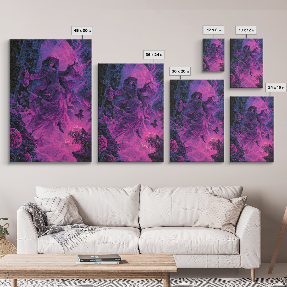 1980s Neon Horror, Ornate Symbolist Art, Vertical Wall Art, Gothic Horror Wall Art, Framed Canvas Print, Halloween Wall Art