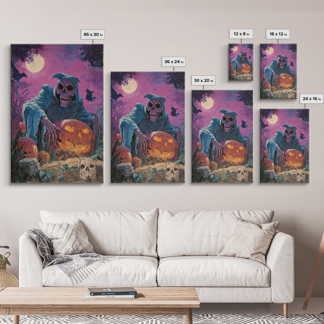 1980s Neon Horror, Decadent Gothic Art, Vertical Wall Art, Dark Fantasy Wall Art, Framed Canvas Print, Halloween Wall Art