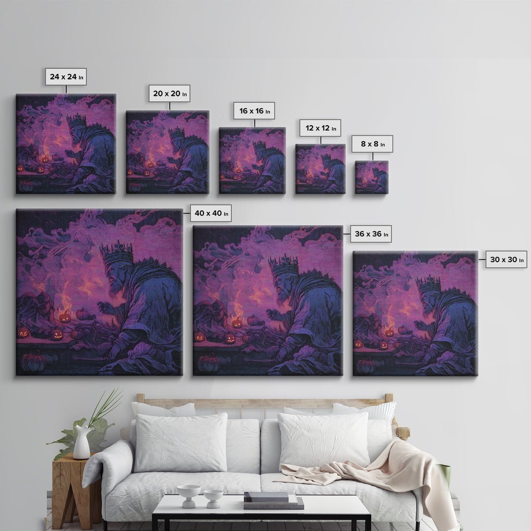 1980s Neon Horror, Dark Symbolist Art, Square Wall Art, Dark Halloween Decor, Canvas Print, Halloween Wall Art