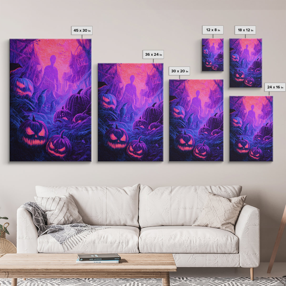 1980s Neon Horror, Expressionist Gothic Art, Vertical Wall Art, Macabre Wall Art, Canvas Print, Halloween Wall Art, Horror Wall Art