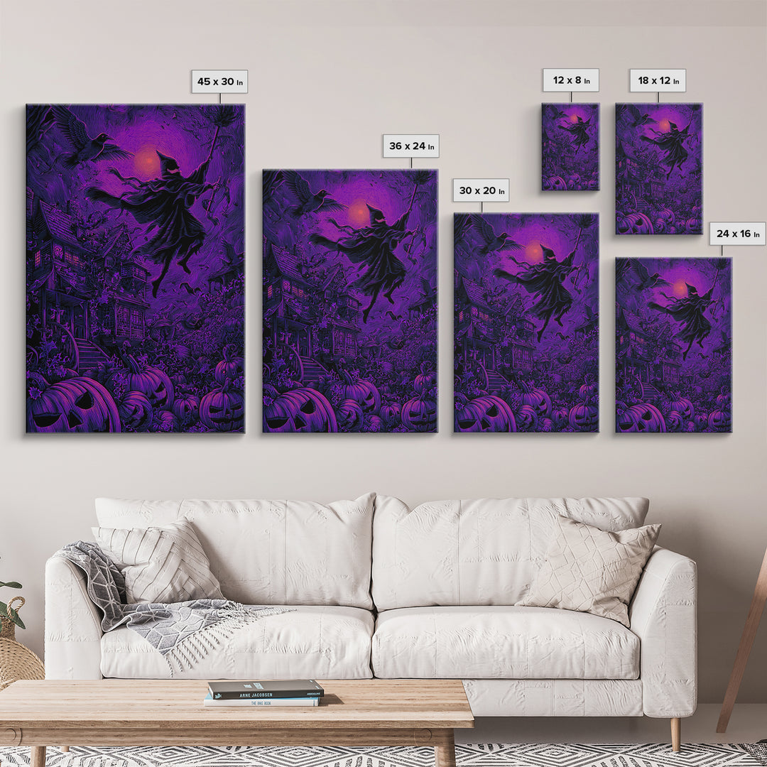 1980s Neon Horror, Victorian Macabre Art, Vertical Wall Art, Dark Halloween Decor, Framed Canvas Print, Halloween Wall Art