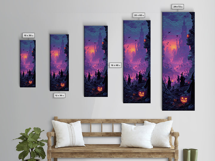 1980s Neon Horror, Surreal Apocalyptic Art, Tall Narrow Wall Art, Gothic Horror Wall Art, Framed Canvas Print, Halloween Wall Art