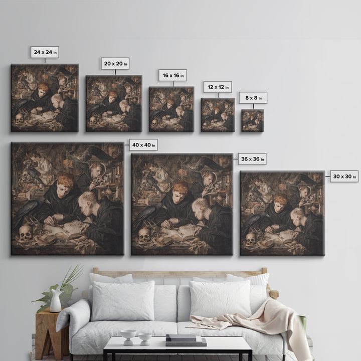 Dark Academia Halloween, Dark Renaissance Art, Square Wall Art, Macabre Wall Art, Framed Canvas Print, Halloween Wall Art