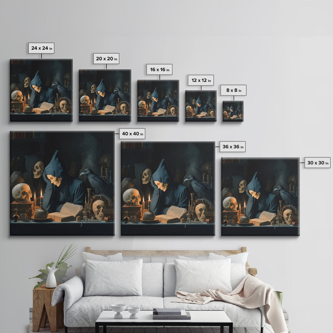 Dark Academia Halloween, Danse Macabre Art, Square Wall Art, Gothic Horror Wall Art, Framed Canvas Print