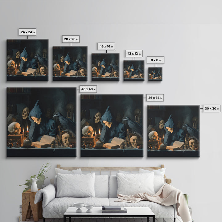 Dark Academia Halloween, Danse Macabre Art, Square Wall Art, Gothic Horror Wall Art, Framed Canvas Print