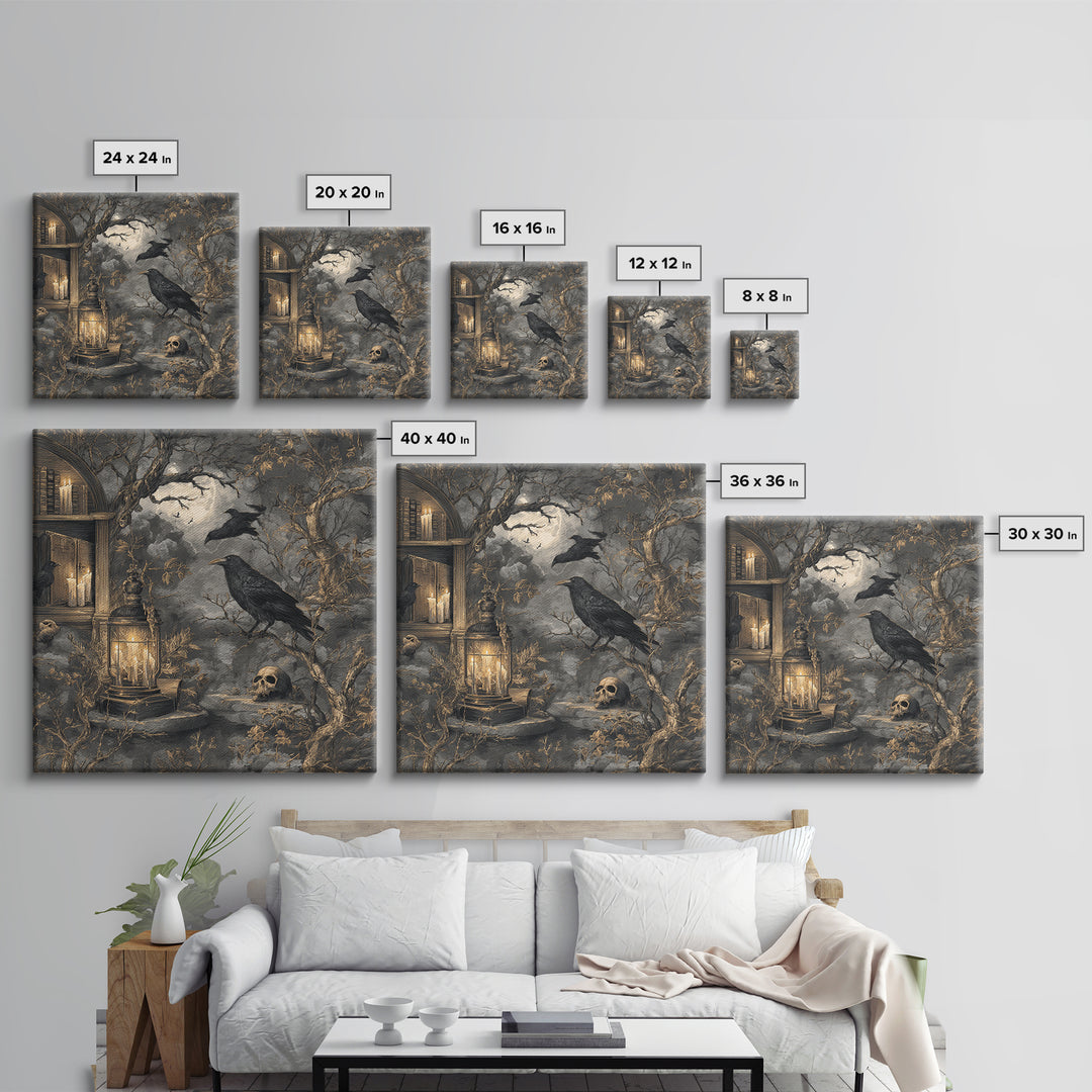Dark Academia Halloween, Baroque Witchcraft Art, Square Wall Art, Dark Fantasy Wall Art, Framed Canvas Print, Halloween Wall Art