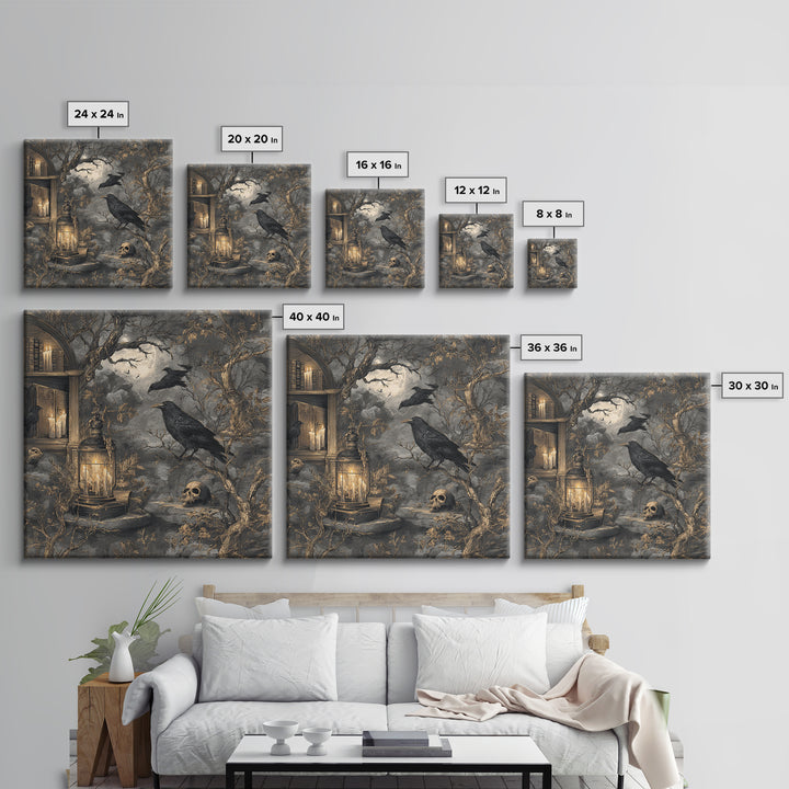 Dark Academia Halloween, Baroque Witchcraft Art, Square Wall Art, Dark Fantasy Wall Art, Framed Canvas Print, Halloween Wall Art