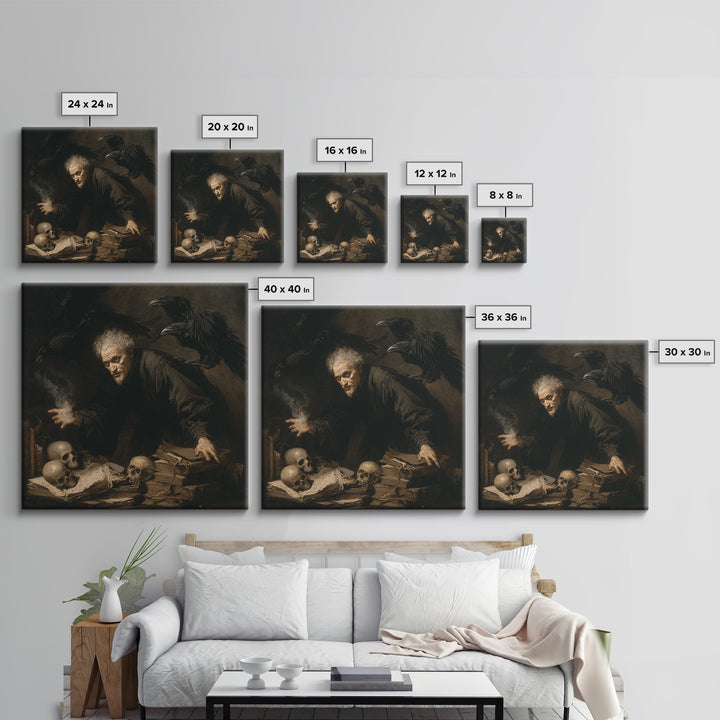 Dark Academia Halloween, Dark Romantic Horror Art, Square Wall Art, Dark Fantasy Wall Art, Canvas Print, Halloween Wall Art