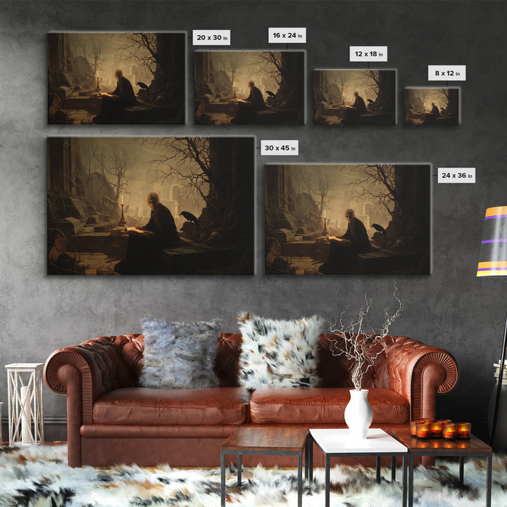 Dark Academia Halloween, Romantic Gothic Landscape, Landscape Wall Art, Gothic Horror Wall Art, Canvas Print, Halloween Wall Art