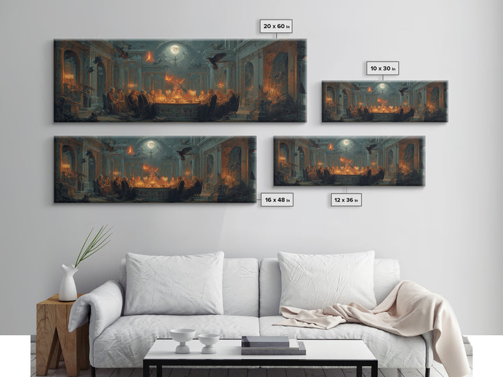Dark Academia Halloween, Apocalyptic Romantic Art, Extra Wide Wall Art, Dark Halloween Decor, Canvas Print, Halloween Wall Art