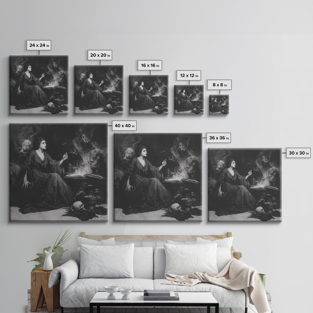 Dark Academia Halloween, Symbolist Dream Art, Square Wall Art, Dark Halloween Decor, Canvas Print, Halloween Wall Art