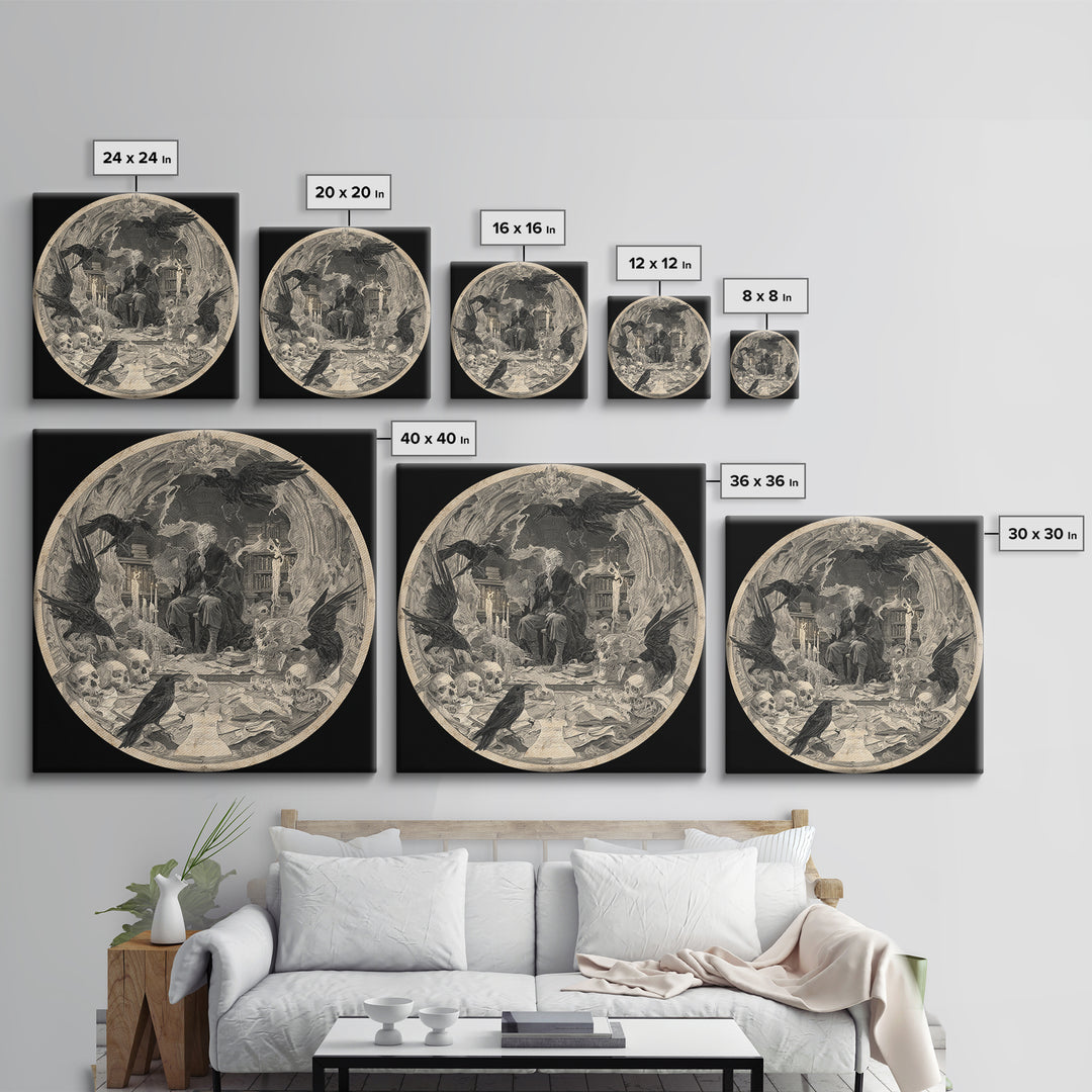 Dark Academia Halloween, Decadent Gothic Art, Square Wall Art, Dark Fantasy Wall Art, Framed Canvas Print, Halloween Wall Art