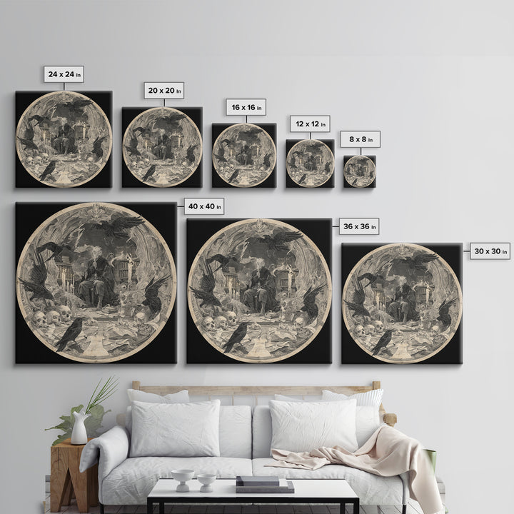 Dark Academia Halloween, Decadent Gothic Art, Square Wall Art, Dark Fantasy Wall Art, Framed Canvas Print, Halloween Wall Art
