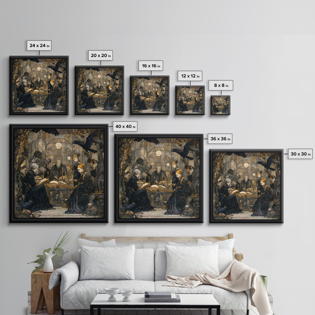 Dark Academia Halloween, Dark Symbolist Art, Square Wall Art, Dark Fantasy Wall Art, Framed Canvas Print, Halloween Wall Art