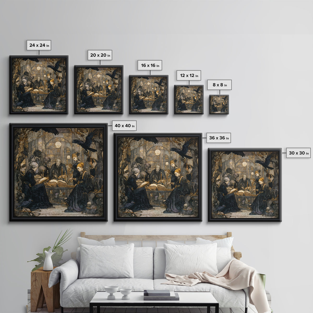Dark Academia Halloween, Dark Symbolist Art, Square Wall Art, Dark Fantasy Wall Art, Framed Canvas Print, Halloween Wall Art