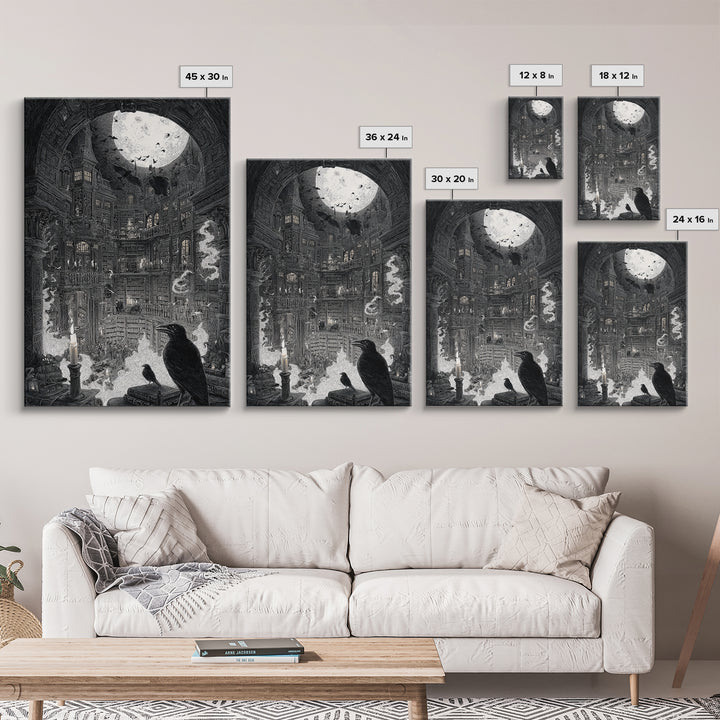 Dark Academia Halloween, Victorian Macabre Art, Vertical Wall Art, Dark Halloween Decor, Framed Canvas Print, Halloween Wall Art