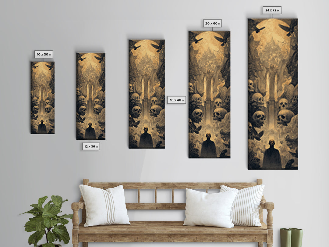 Dark Academia Halloween, Surreal Apocalyptic Art, Tall Narrow Wall Art, Dark Halloween Decor, Framed Canvas Print, Dark Fantasy Art