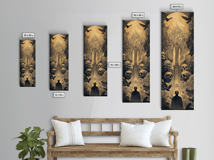 Dark Academia Halloween, Surreal Apocalyptic Art, Tall Narrow Wall Art, Dark Halloween Decor, Framed Canvas Print, Dark Fantasy Art