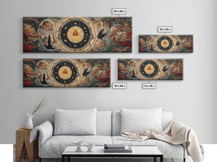 Celestial Witchcraft, Dark Renaissance Art, Extra Wide Wall Art, Macabre Wall Art, Canvas Print, Halloween Wall Art
