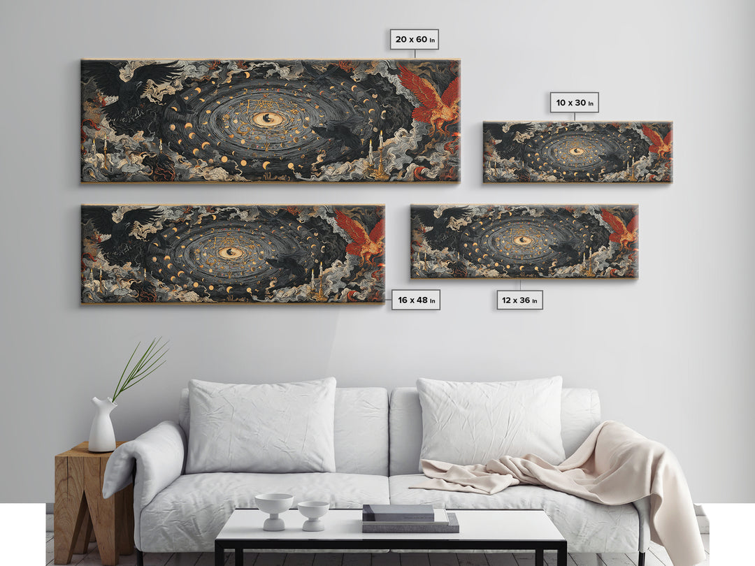 Celestial Witchcraft, Visionary Gothic Art, Extra Wide Wall Art, Gothic Horror Wall Art, Framed Canvas Print, Halloween Wall Art