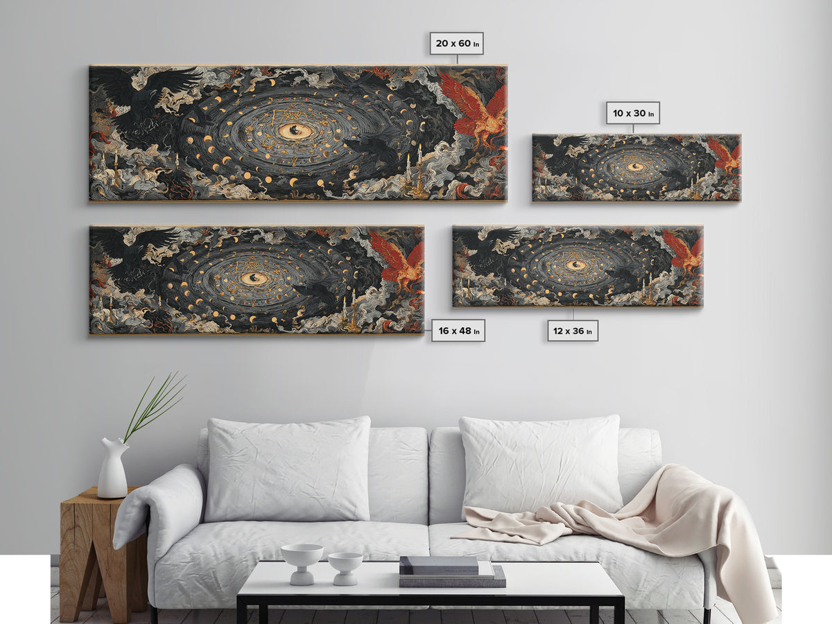 Celestial Witchcraft, Visionary Gothic Art, Extra Wide Wall Art, Gothic Horror Wall Art, Framed Canvas Print, Halloween Wall Art