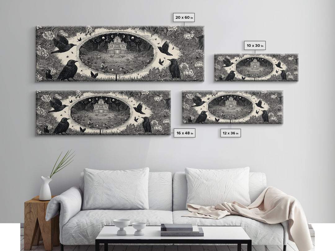 Celestial Witchcraft, Victorian Macabre Art, Extra Wide Wall Art, Macabre Wall Art, Canvas Print, Halloween Wall Art, Halloween Decor
