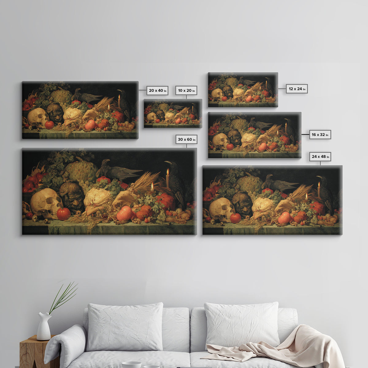 Occult Harvest Festival, Dark Renaissance Art, Wide Panoramic Art, Gothic Horror Wall Art, Framed Canvas Print, Dark Fantasy Art