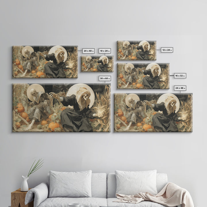 Occult Harvest Festival, Danse Macabre Art, Wide Panoramic Art, Dark Fantasy Wall Art, Canvas Print, Halloween Wall Art