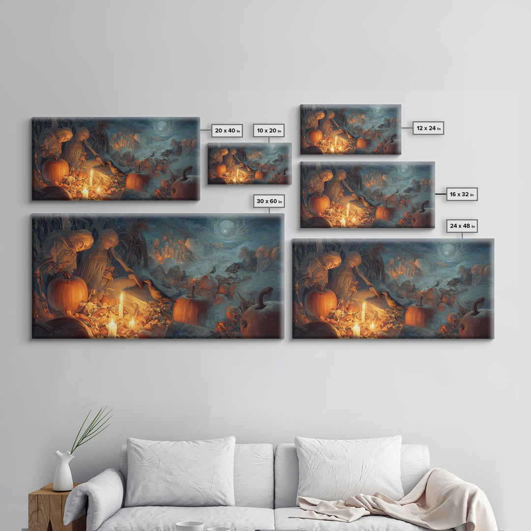 Occult Harvest Festival, Visionary Gothic Art, Wide Panoramic Art, Gothic Horror Wall Art, Canvas Print, Halloween Wall Art