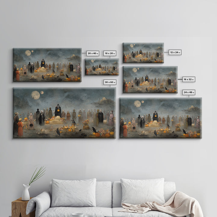 Occult Harvest Festival, Symbolist Dream Art, Wide Panoramic Art, Gothic Horror Wall Art, Canvas Print, Halloween Wall Art