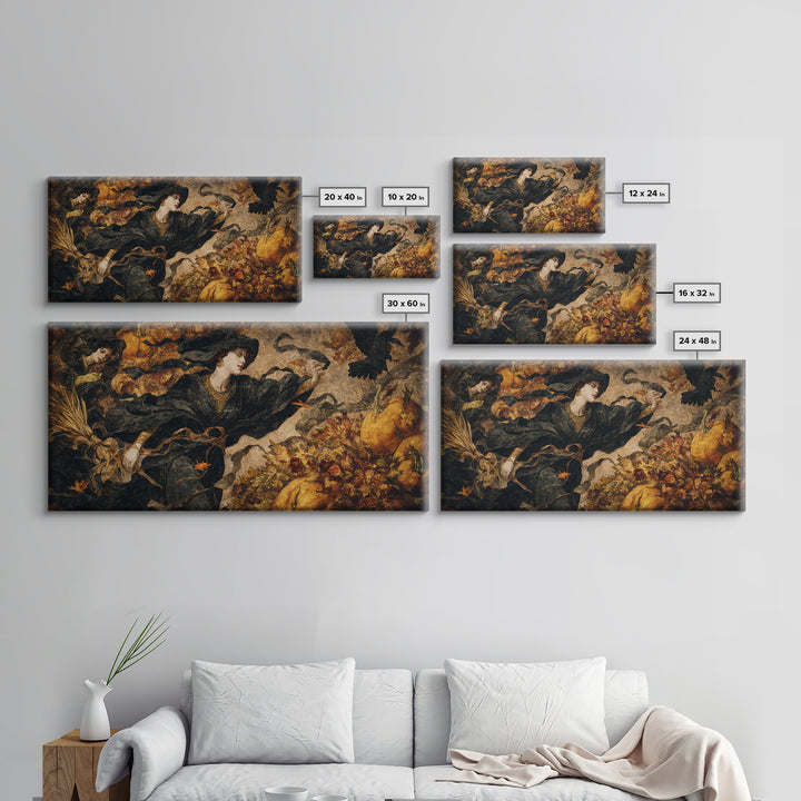 Occult Harvest Festival, Dark Symbolist Art, Wide Panoramic Art, Gothic Horror Wall Art, Canvas Print, Halloween Wall Art