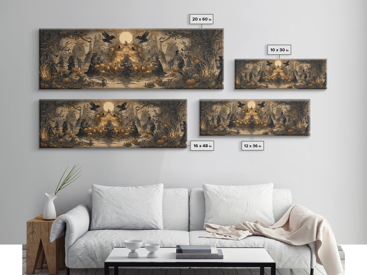 Occult Harvest Festival, Surreal Apocalyptic Art, Extra Wide Wall Art, Dark Fantasy Wall Art, Canvas Print, Halloween Wall Art