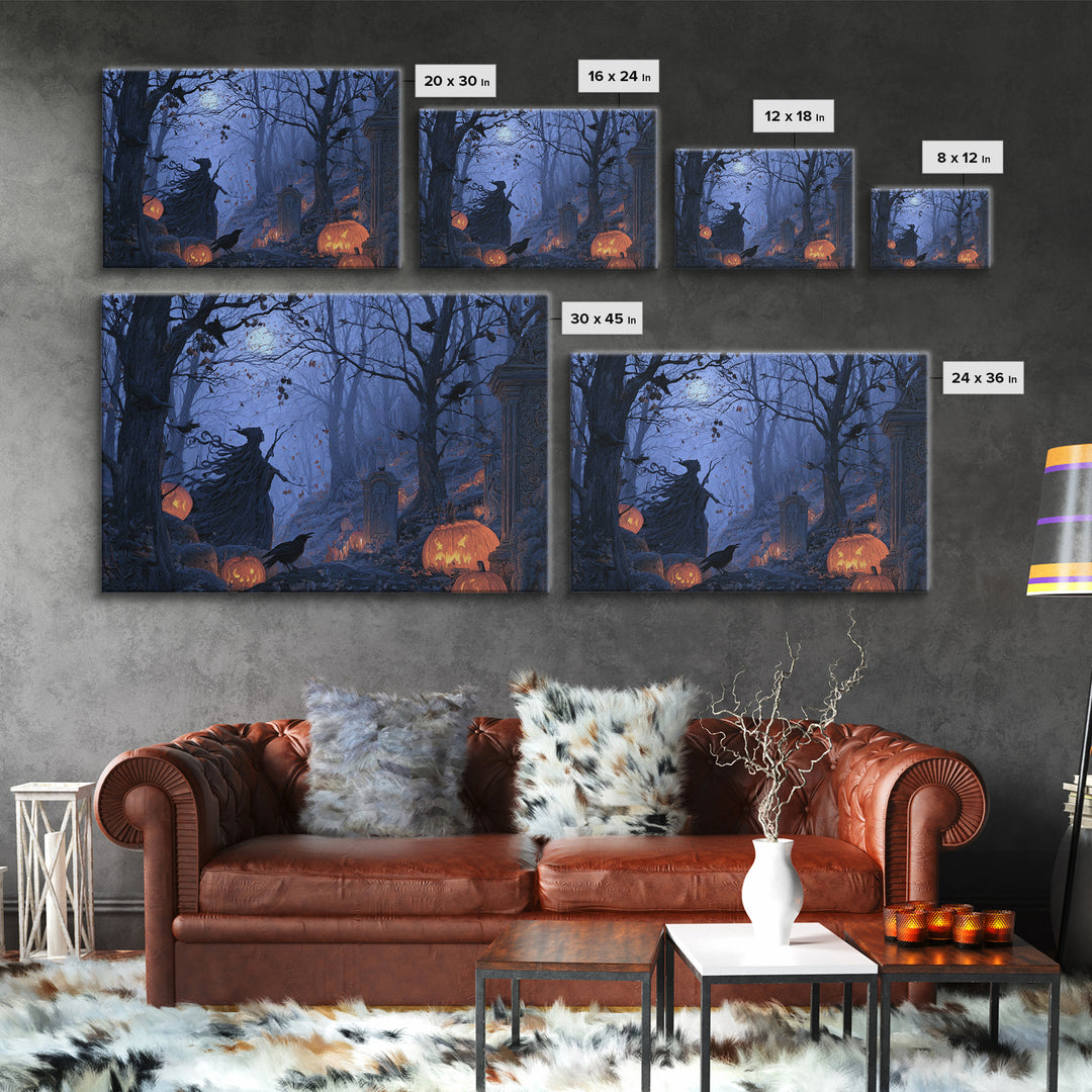 Enchanted Woodland Halloween, Romantic Gothic Landscape, Landscape Wall Art, Gothic Horror Wall Art, Framed Canvas Print